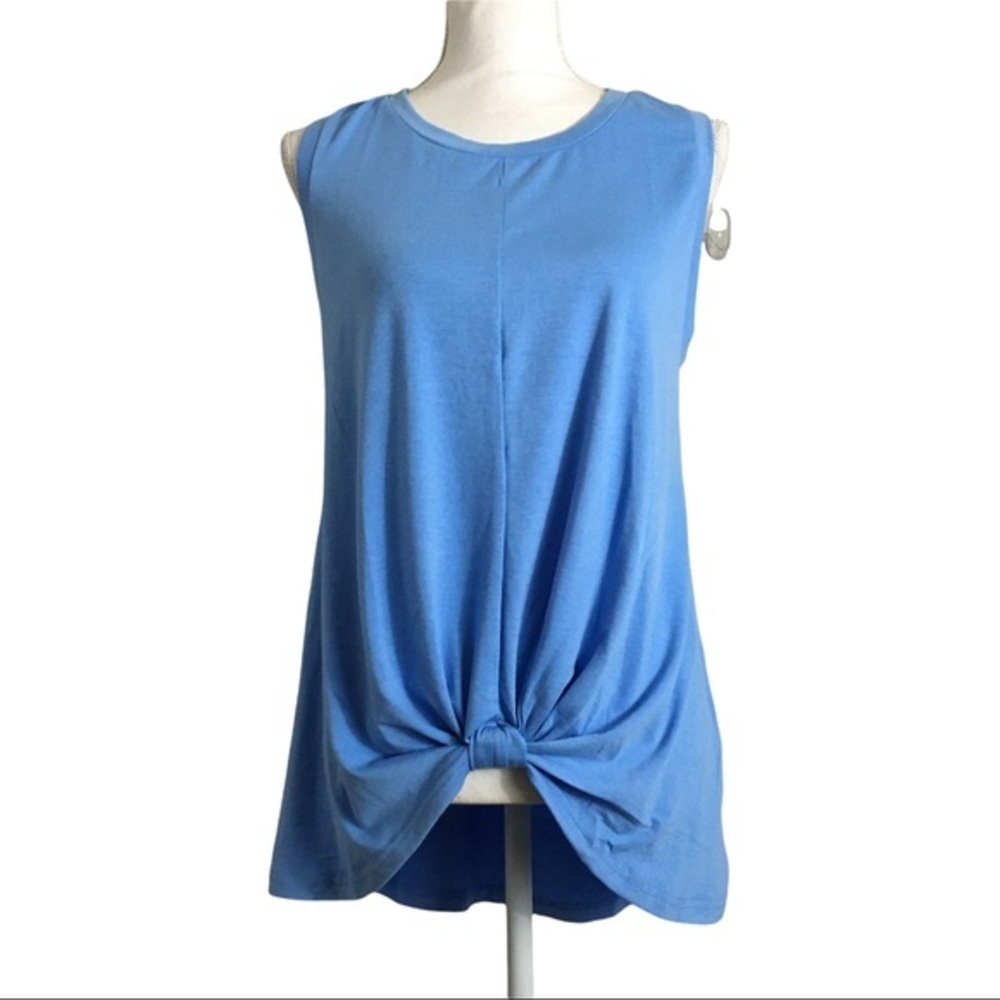 Berryou blue sleeveless tie front top. Multiple Sizes.